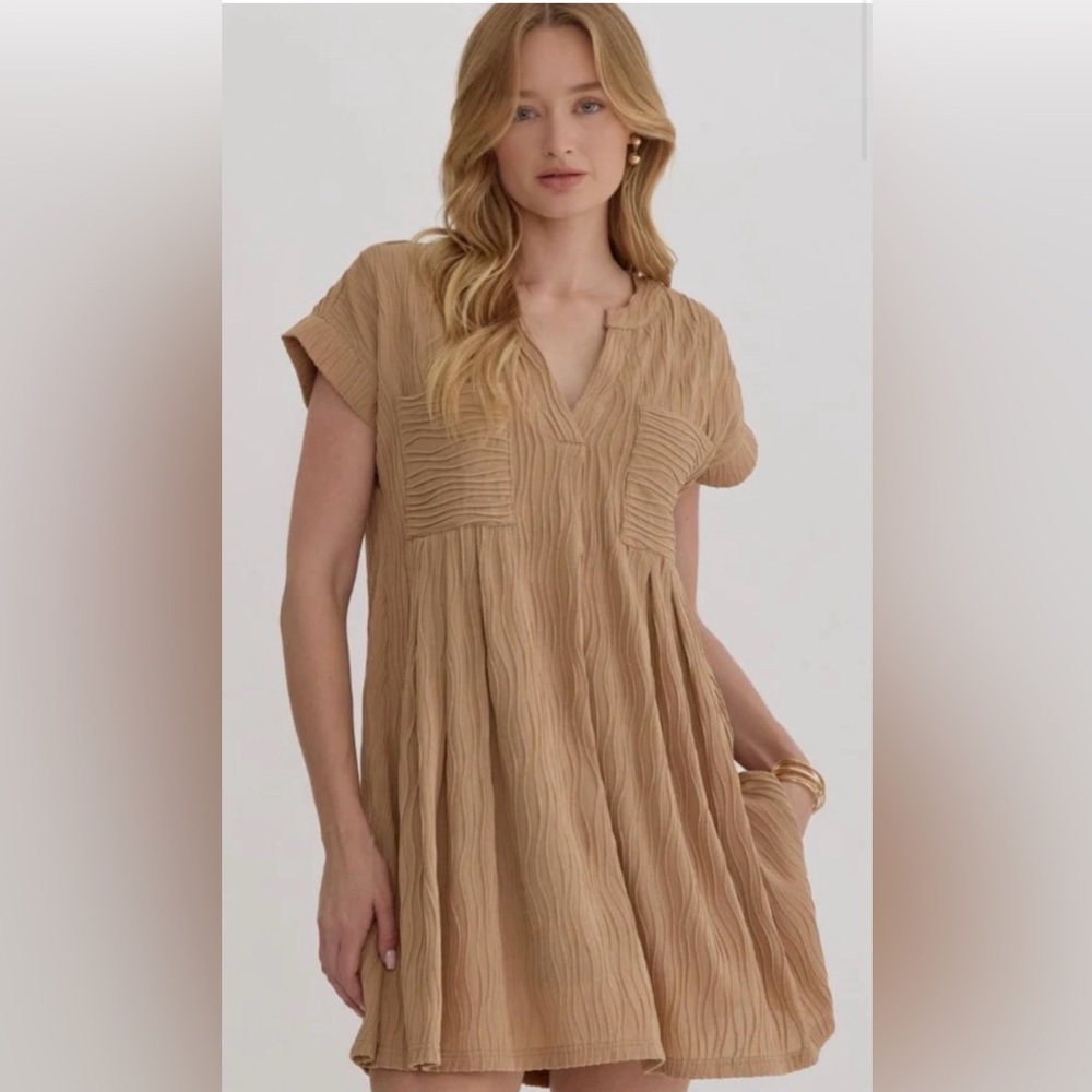 Entro: Short-Sleeve Textured Mini Dress Size Small (NWT & Boutique)